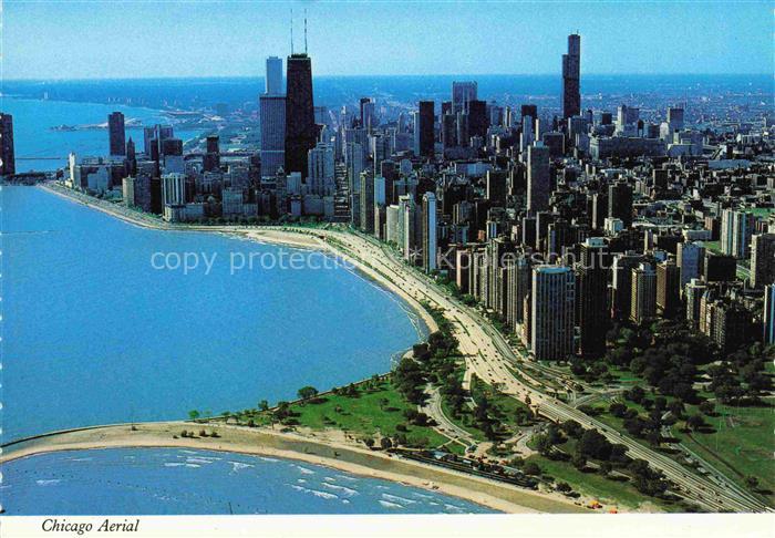 CHICAGO  Illinois USA Fliegeraufnahme North Lake Shore Drive and beach aereas