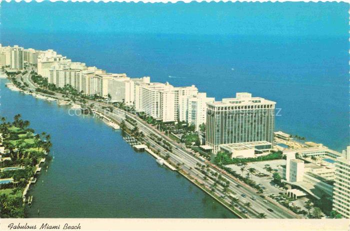 Miami Beach Florida USA Aerial view Hotel Row and Indian Creek