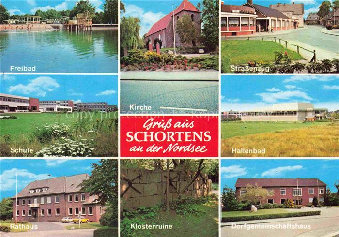 Schortens Friesland Niedersachsen Freibad Strasse Kirche Schule Hallenbad Rathau