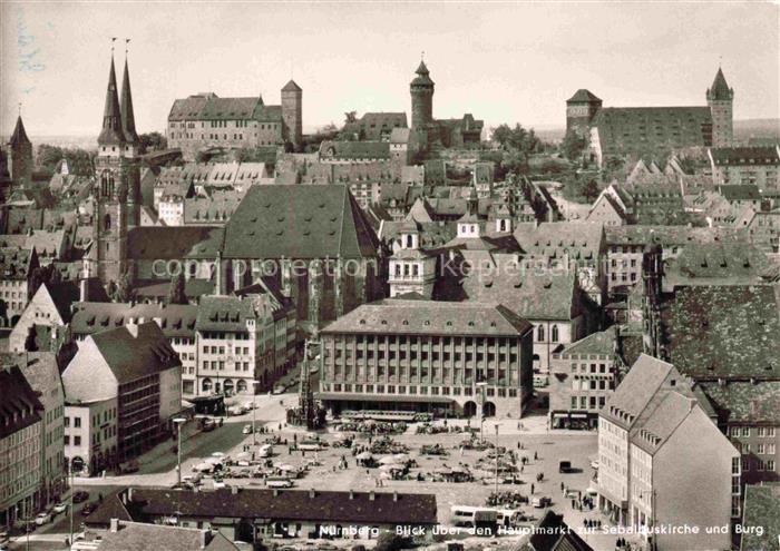 NueRNBERG  CITY Blick ueber Hauptmarkt zur Sebalduskirche