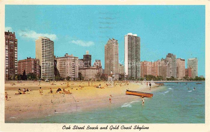 CHICAGO  Illinois USA Oak Street Beach and North Shore Goldcoast Skyline