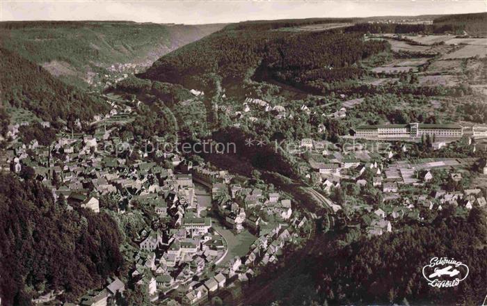 Calw Schwarzwald BW Blick ins Nagoldtal mit Hirsau Fliegeraufnahme