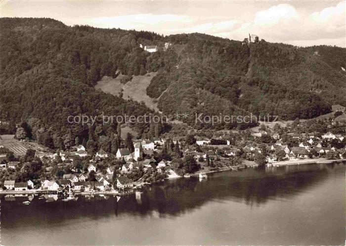 Bodman-Ludwigshafen Bodensee mit Frauenberg und Ruine Bodman Fliegeraufnahme