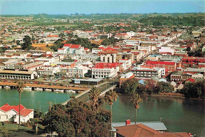 Wanganui-Manawatu NZ City Bridge and Victoria Avenue from Durie Hill