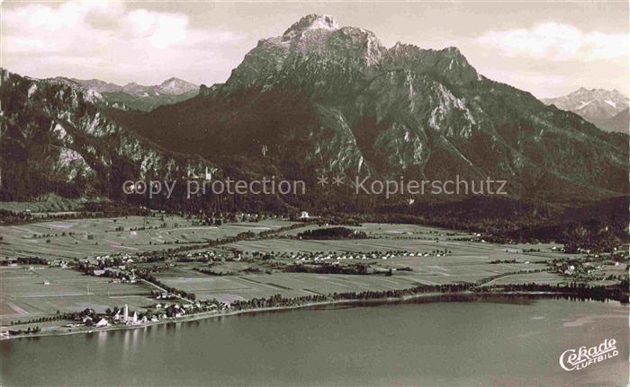 Forggensee Fuessen Allgaeu Fliegeraufnahme mit Schwangau