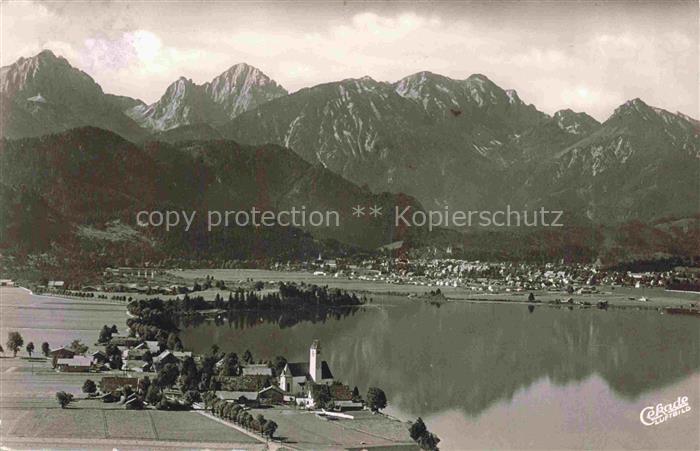 Waltenhofen Schwangau mit Forggensee Fuessen und Tiroler Bergen