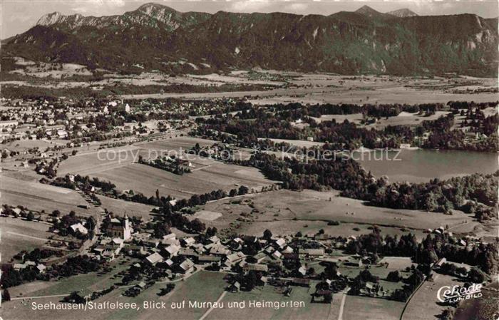 Seehausen Staffelsee Bayern Blick auf Murnau und Heimgarten Fliegeraufnahme
