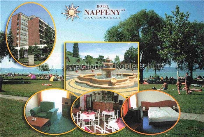 Balatonlelle Fonyod Somogy HU Hotel Napfeny Park Brunnen Zimmer Gastraum