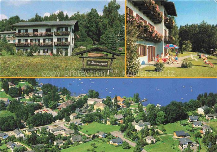 Reifnitz Woerthersee Kaernten AT Pension Sonnengrund Fliegeraufnahme Liegewiese