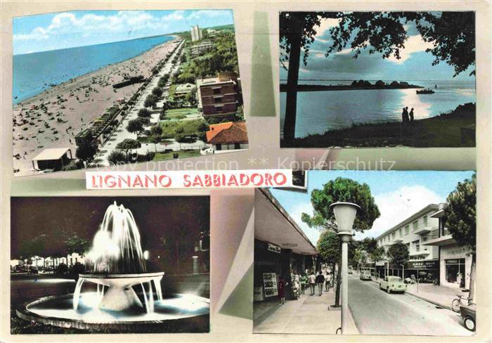 LIGNANO  Sabbiadoro Veneto IT Strandpanorama Leuchtbrunnen Strassenpartie