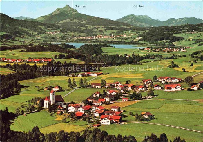 Maria Rain Allgaeu Bayern Fliegeraufnahme mit Gruentensee