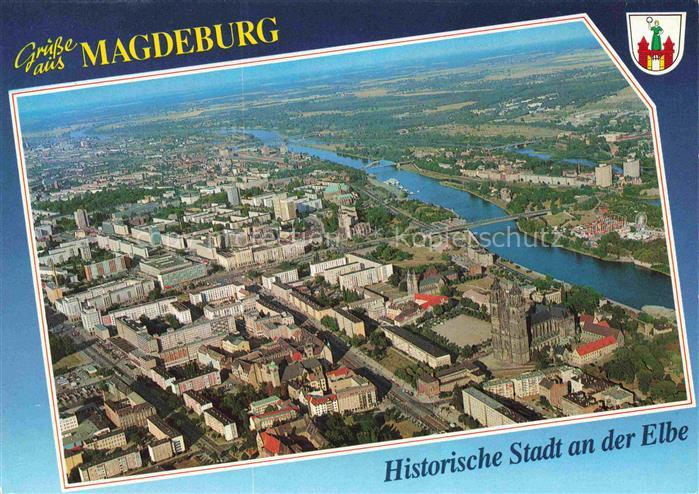 MAGDEBURG  CITY Fliegeraufnahme mit Elbepartie