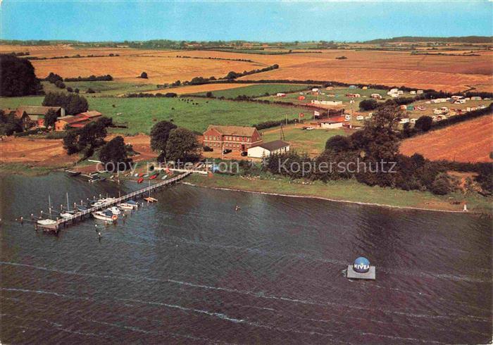 Karschau Ekenis Gaststaette Schleiblick Anlegesteg Fliegeraufnahme