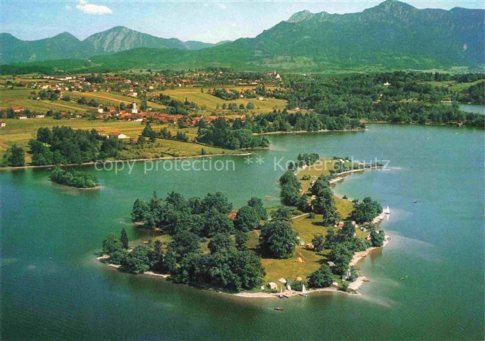 Seehausen Staffelsee Bayern mit Insel Buchau Fliegeraufnahme