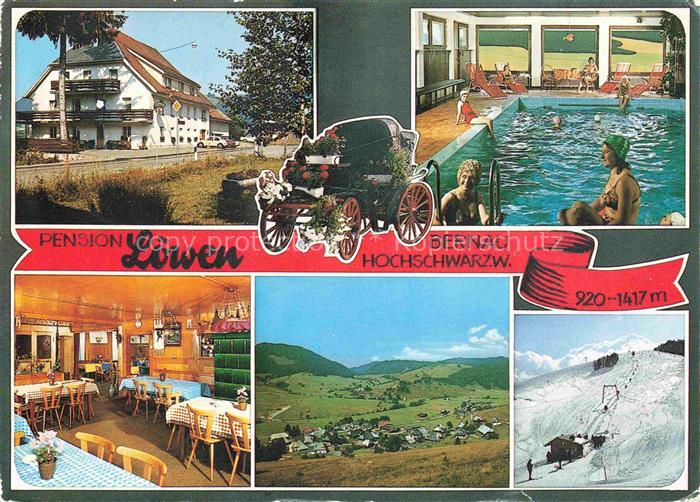 Bernau Schwarzwald Pension Loewen Gastraum Hallenbad Panorama Skilift