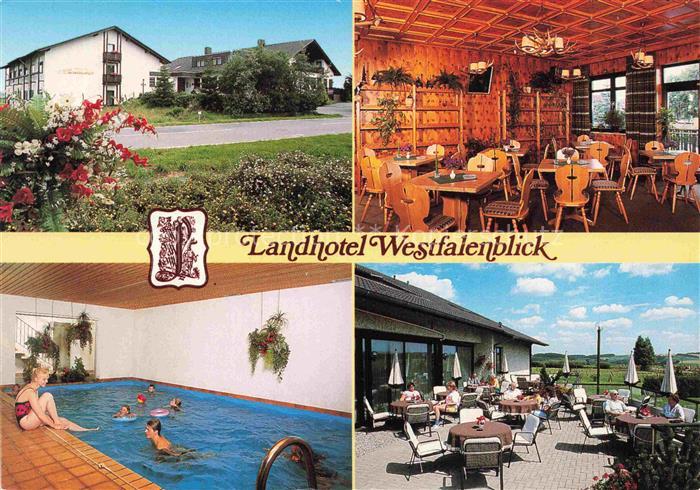 Vasbeck Landhotel Westfalenblick Gastraum Terrasse Hallenbad
