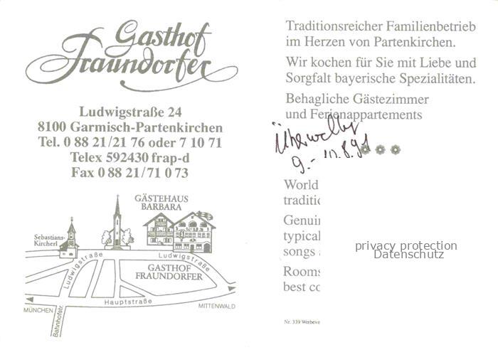 GARMISCH-PARTENKIRCHEN Bayern Gasthof Traundorfer Gastraum Fremdenzimmer Fassade – Bild 2