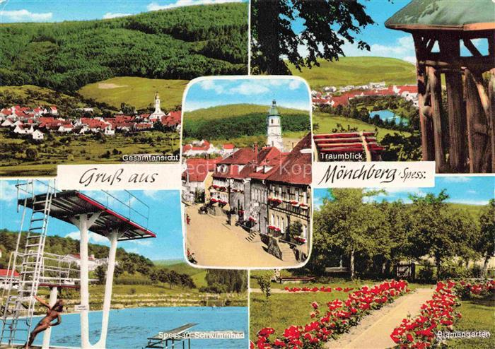 Moenchberg  Spessart Bayern Gesamtansicht Erholungsort Panorama Zentrum Blumenga