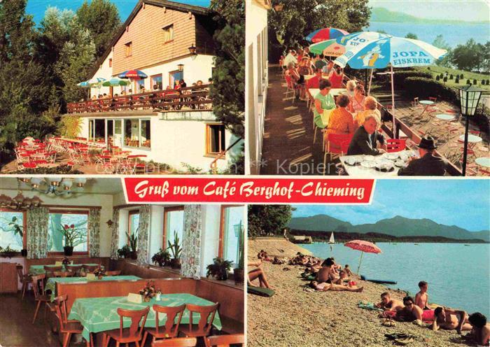 Chieming Chiemsee Café Berghof Gastraum Terrasse Badestrand