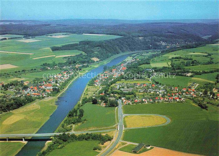 Herstelle Weser Wuergassen Wasserbruecke Luftbild