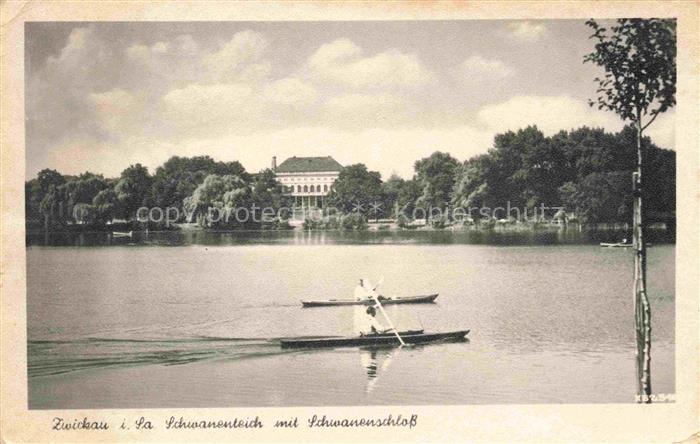 ZWICKAU  Sachsen Schwanenteich mit Schwanenschloss
