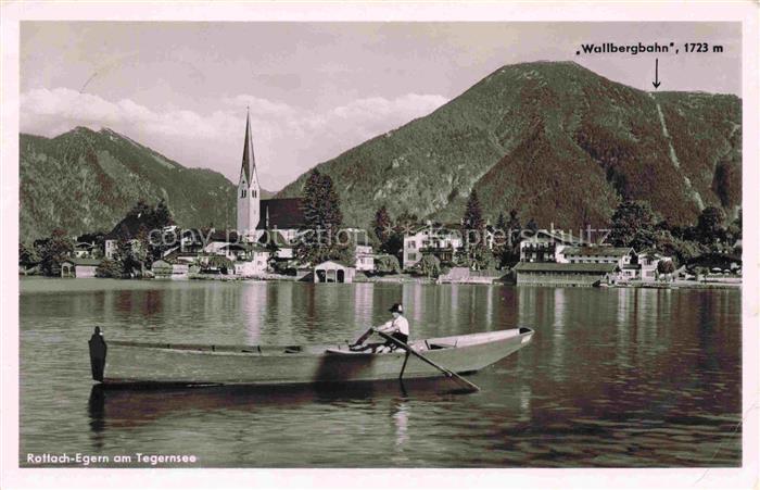 Rottach-Egern Tegernsee Bayern Panorama mit Kirche und Wallbergbahn