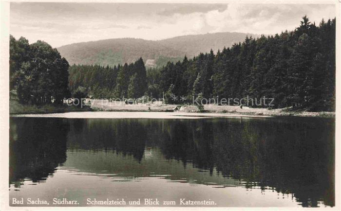 Bad Sachsa Osterode Harz Schmelzteich mit Blick zum Katzenstein