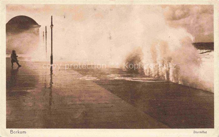 BORKUM Nordseebad bei Sturmflut
