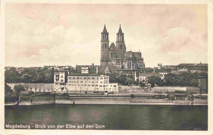 MAGDEBURG  CITY Blick von der Elbe auf den Dom Feldpost