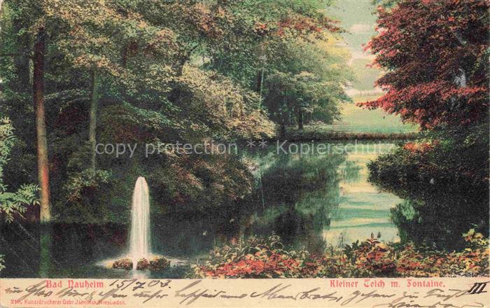 BAD NAUHEIM Kleiner Teich mit Fontaine