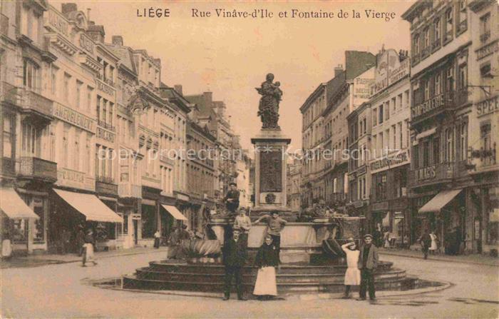 LIEGE Luettich Luik Belgie Rue Vinave d'Ile et Fontaine de la Vierge