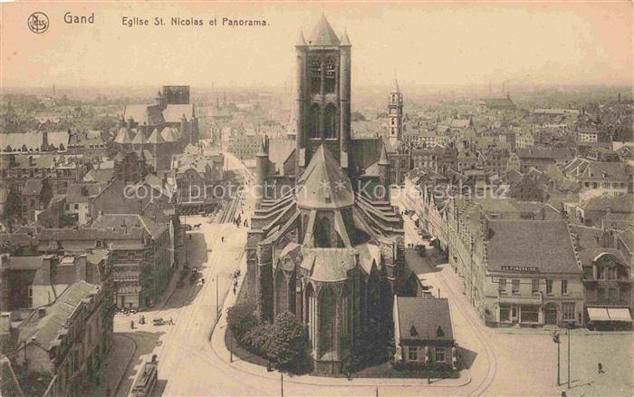 Gand GENT Belgie Eglise St Nicolas et Panorama