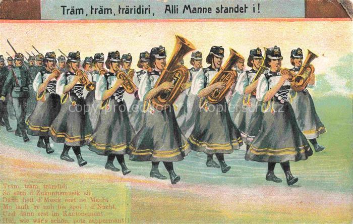 Militaria Schweiz Musik Frauen Tuba Blasinstrument