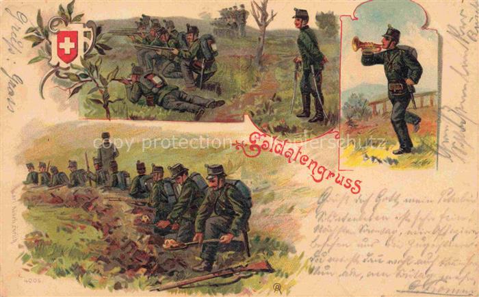 Militaria Schweiz Soldatengruss Knonau