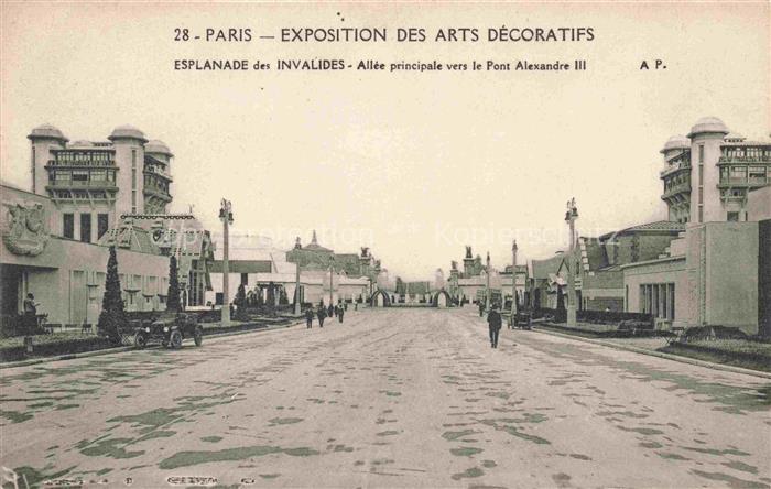 Exposition Arts Decoratifs Paris 1925 Esplanade Invalides Allee prinsipale Pont