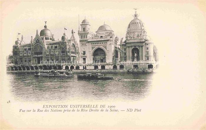 Exposition Universelle Paris 1900 Vue sur Rue Nations prise Rive Droite Seine