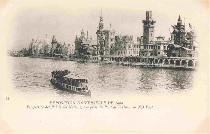 Exposition Universelle Paris 1900 Prespective Palais Nations Pont Alma
