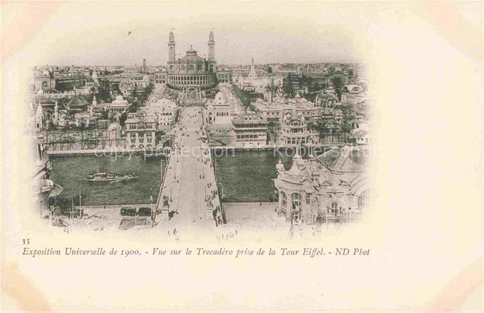 Exposition Universelle Paris 1900 Vue sur Trocadero prise Tour Eiffel