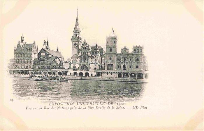 Exposition Universelle Paris 1900 Rue Nations Rive Droite Seine