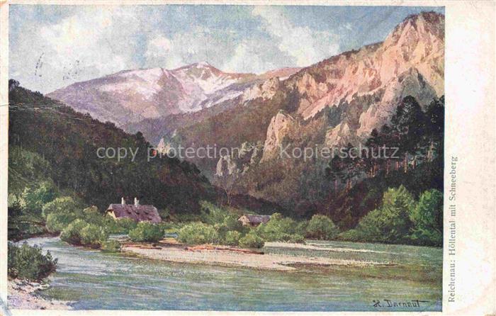 DARNAUT H. Kuenstlerkarte Reichenau Hoellental mit Schneeberg