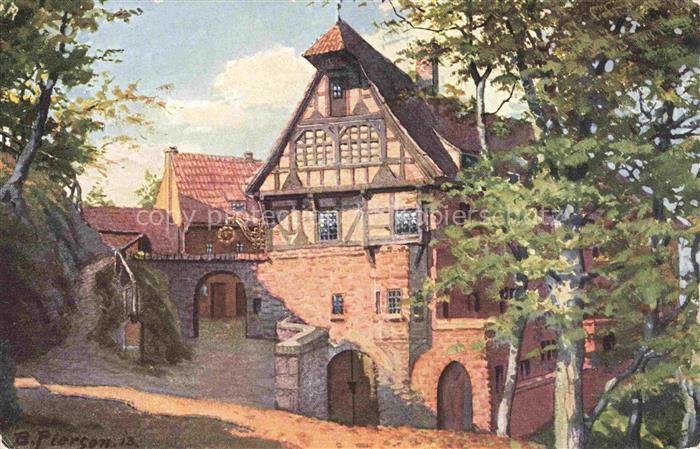 PIERSON B. Kuenstlerkarte Wartburg Gasthof Eingang