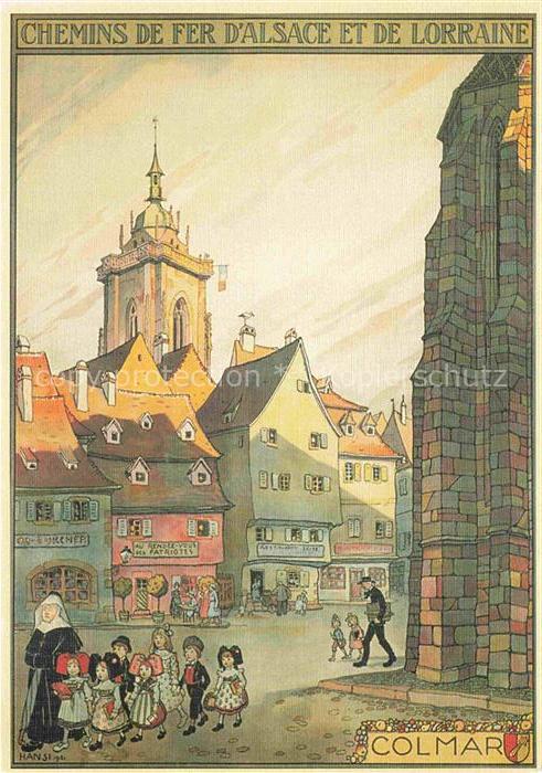 HANSI  Waltz J J (1873-1951) Kuenstlerkarte Alsace Elsass Colmar