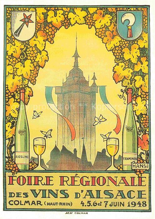HANSI  Waltz J J (1873-1951) Kuenstlerkarte Alsace Elsass Vins Alsace Foire Regi