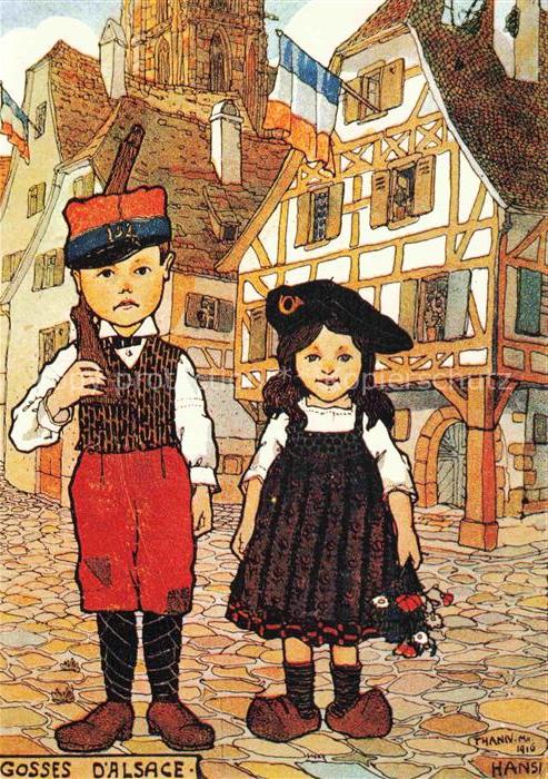 HANSI  Waltz J J (1873-1951) Kuenstlerkarte Alsace Elsass Gosses Alsace