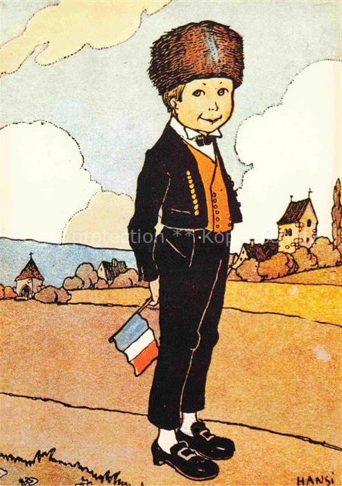 HANSI  Waltz J J (1873-1951) Kuenstlerkarte Alsace Elsass Junge Colmar Alsace