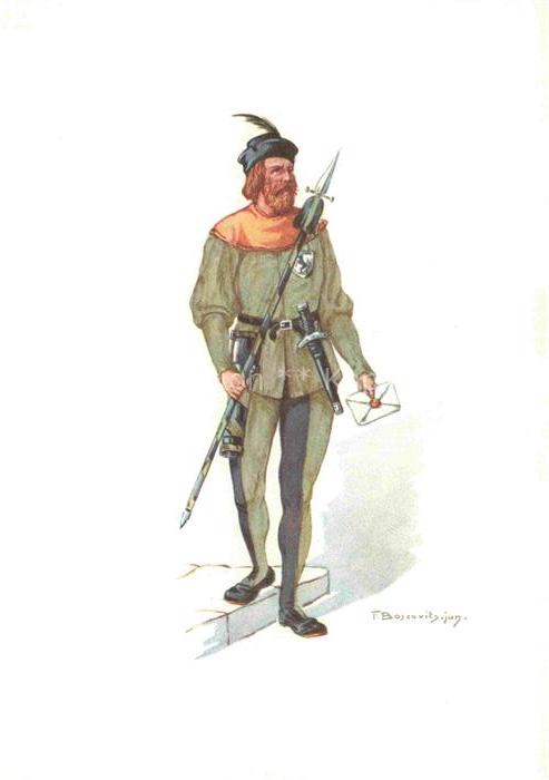 BOSCOVITS Fritz (1871-1965) Kuenstlerkarte Schweiz Standeslaeufer Schaffhausen K