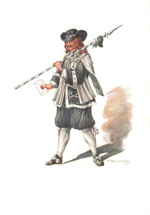 BOSCOVITS Fritz (1871-1965) Kuenstlerkarte Schweiz Standeslaeufer von Basel Kost