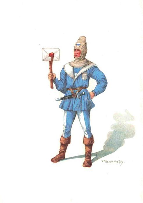 BOSCOVITS Fritz (1871-1965) Kuenstlerkarte Schweiz Standeslaeufer von Zug Kostue