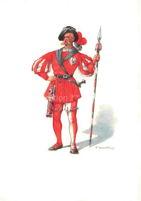 BOSCOVITS Fritz (1871-1965) Kuenstlerkarte Schweiz Standeslaeufer von Glarus Kos