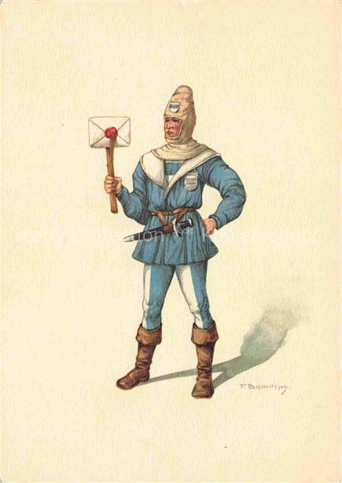 BOSCOVITS Fritz (1871-1965) Kuenstlerkarte Schweiz Standeslaeufer von Zug Kostue